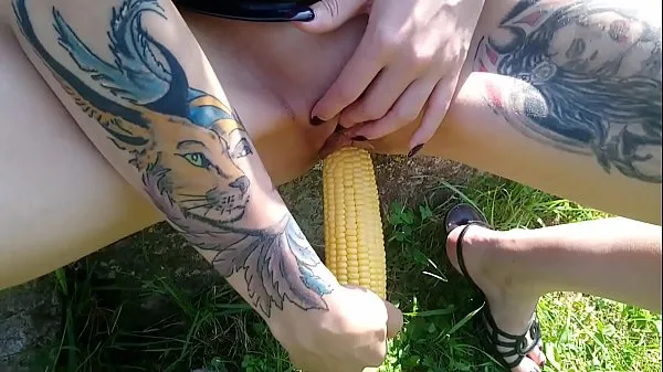 New Lucy Ravenblood fucking pussy with corn in public new Clips