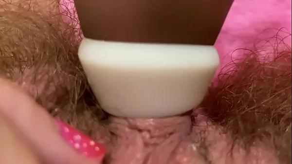 New Huge pulsating clitoris orgasm in extreme close up with squirting hairy pussy grool play new Clips