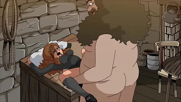 New Fat man destroys teen pussy (Hagrid and Hermione new Clips