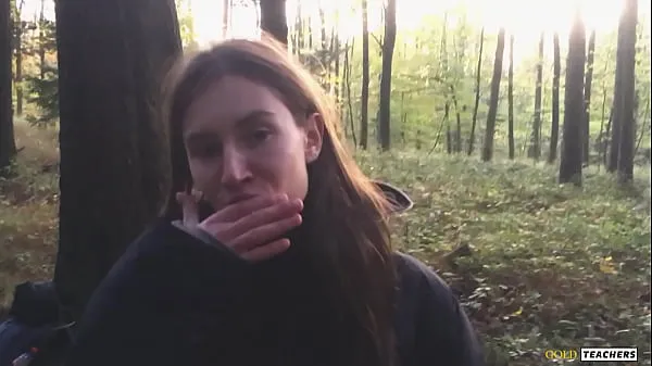 New Russian girl gives a blowjob in a German forest (family homemade porn new Clips