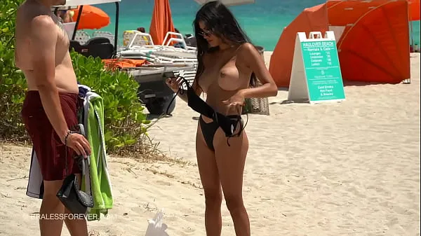 New Huge boob hotwife at the beach new Clips