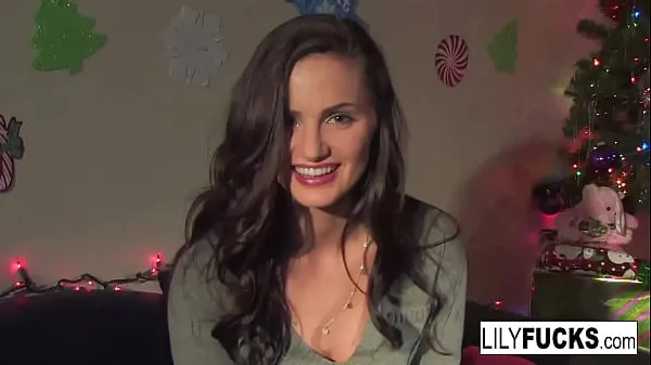New Lily tells us her horny Christmas wishes before satisfying herself in both holes new Clips