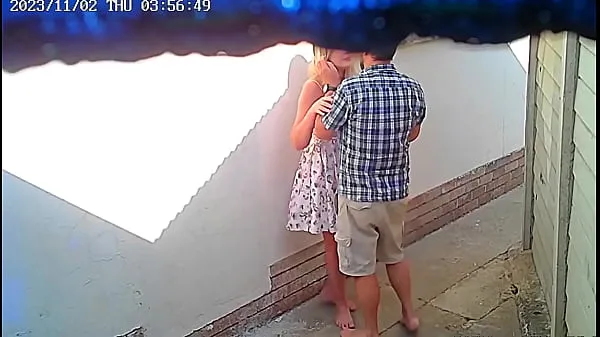New Cctv camera caught couple fucking outside public restaurant new Clips