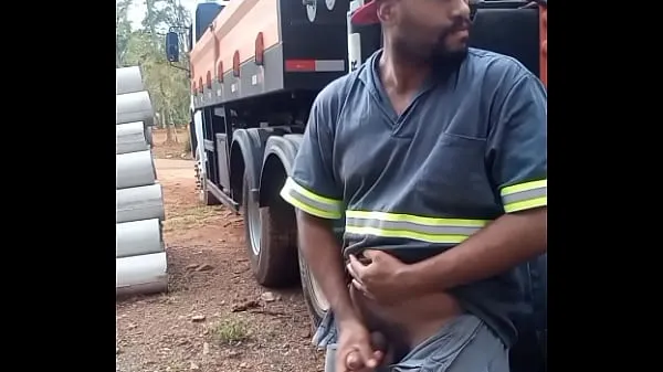 Worker Masturbating on Construction Site Hidden Behind the Company Truck Klip baru baru